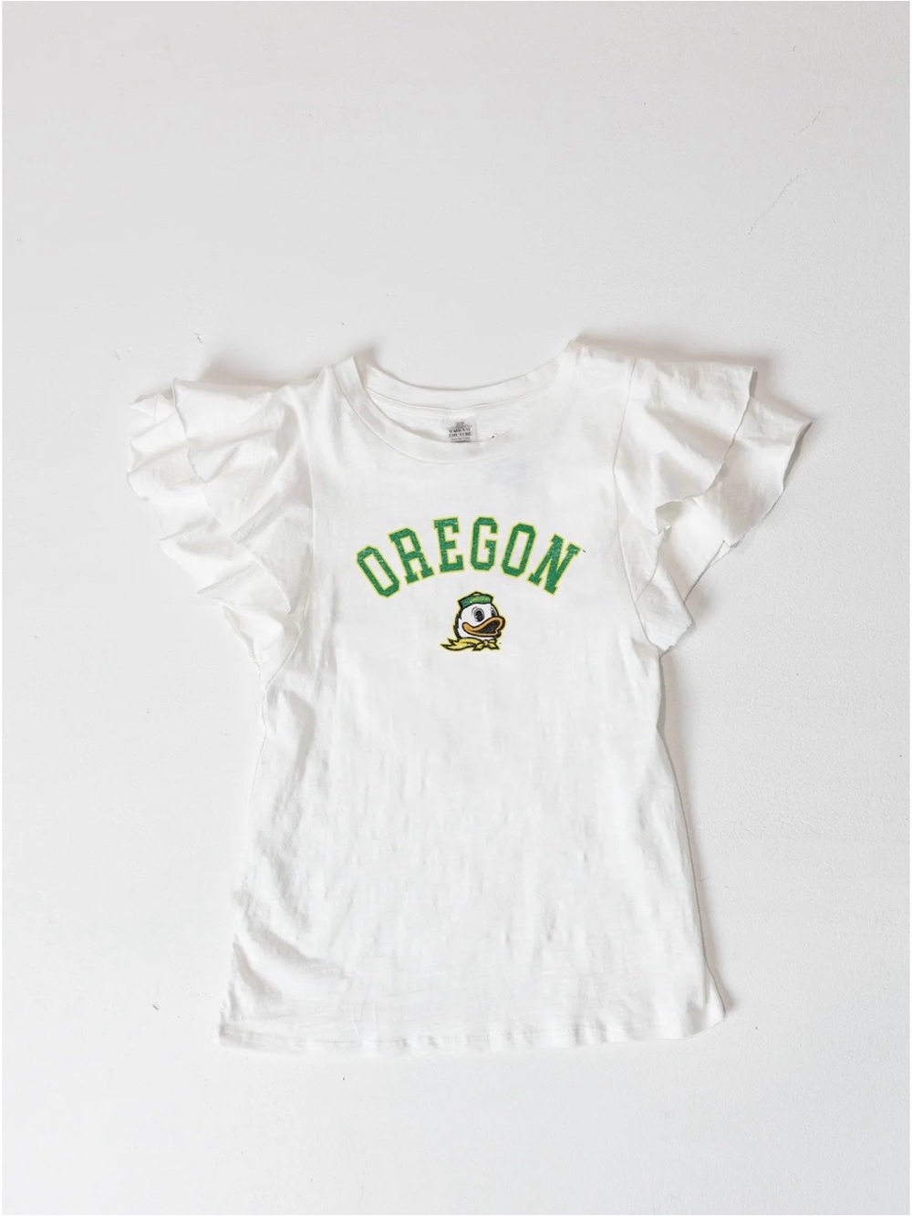 Oregon Ruffle Sleeve White Women’s Tee